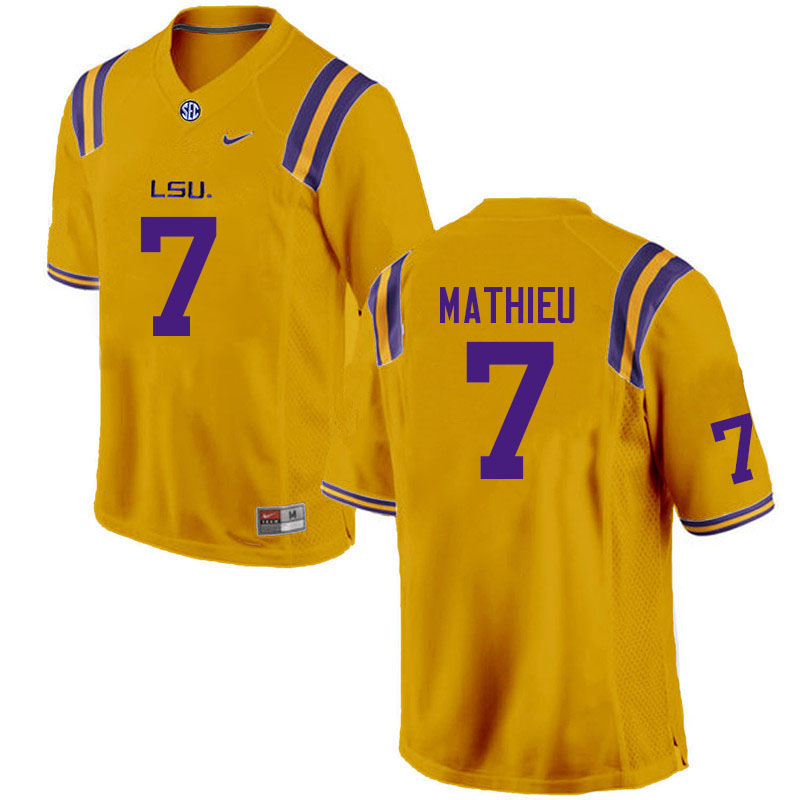 LSU Tigers #7 Tyrann Mathieu College Football Jerseys Stitched Sale-Gold